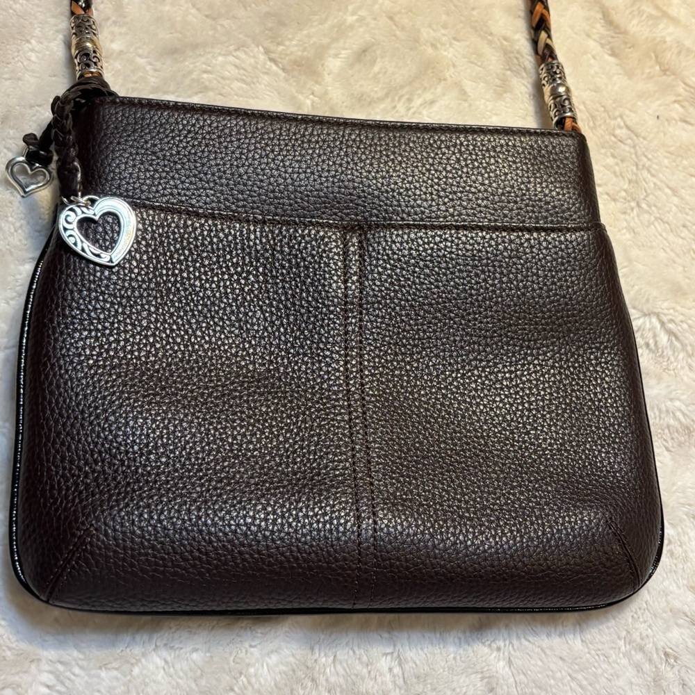 NEW Brighton Barbados Bag Leather Dark Brown Crossbody / Shoulder Braided Strap - Picture 4 of 16